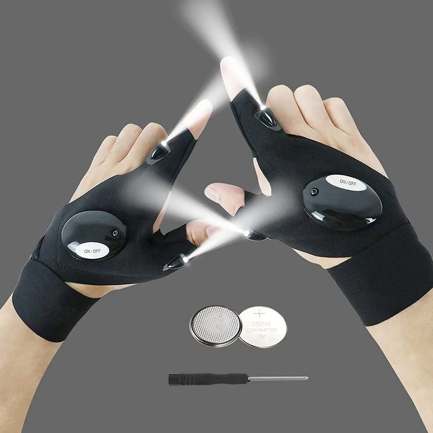 LED Flashlight Glove with Lights on Fingertips for Outdoor Fishing Repairing Night Running Camping