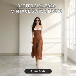 <span class=keywords><strong>Robe</strong></span> longue élégante et luxueuse pour femme, style décontracté, bretelles spaghetti, couleurs contrastées, collection été 2026, idéale pour la plage - Product Image 4