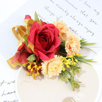 AYOYO OEM personnalisé garçons d'honneur corsage fleur satin ruban cadeau décoration fleur roses pour mariage