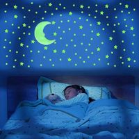 600PCS/SET Pegatinas Decorativas Luminosas de Estrellas, Meteoros y Lunas, Impresas con UV en PVC, Acabado Brillante, Adhesivas para Pared, para Habitación Infantil y Sala de Estar