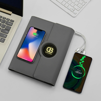 Carnet de notes A5 personnalisé en cuir PU 2026 avec lampe torche, bloc-notes et batterie externe sans fil à LED avec logo