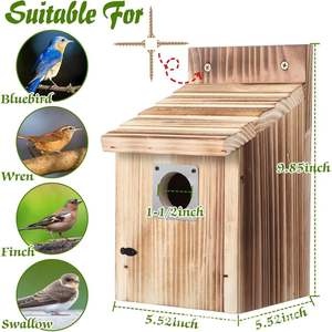 Nichoir en bois pour oiseaux sauvages, boîte à nids d'extérieur en bois massif, forme rectangulaire, taille M - Product Image 5