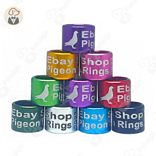 Custom 8mm Racing Pigeons Aluminum Bird Band Canary Logo Cut Closed Identification Ring with Option Bird Supplies
