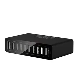 ILEPO 50W Fast 10 Ports USB Charger for iPhone iPad Kindle Samsung Xiaomi Charging Station Dock Multi USB Charger Desktop