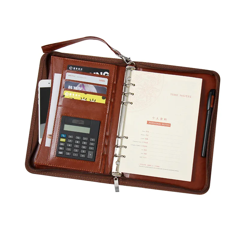 Amerpromo Notebook Padfolio Bisnis PU dengan Clipboard A4 Portofolio Binder & Pengatur Folder Wawancara/Melanjutkan Dokumen