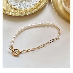 Pulsera de Perlas de Arroz Naturales Retro WENCHI, 17 cm de Largo, Accesorio de Joyería Elegante y Atemporal - Product Image 1