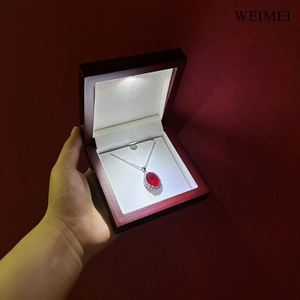 Mahogany Wood Jewelry Box with Spotlight <b>LED</b> <b>Light</b> Includes Gift Card Perfect for Necklace Earring Pendant - Product Image 5