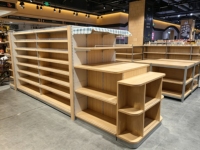 Étagère métallique de supermarché, présentoir gondole personnalisé, étagères gondole courtes noires, rayonnages double face