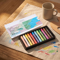 Juego de 12 Pasteles al Óleo Suaves de Colores para Estudiantes, Crayones de Dibujo de Colores Intensos No Tóxicos, Textura Suave, Materiales de Arte para Niños