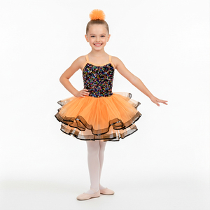 Vestido Tutú con Lentejuelas Multicolor, Borde con Volantes, Tul, Disfraz para Niñas, Estampado Brillante para Danza Jazz, Tap, Recital - Product Image 1