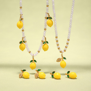 Verano pequeño fresco resina limón Margarita encanto joyería hecha a mano cuentas Shell cuentas fruta colgante collar para mujer - Product Image 1