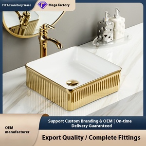 Bassin d'art en céramique transfrontalier pour le commerce extérieur Évier de style asiatique du sud-est avec bassin de table de toilette galvanoplastie or argent - Product Image 3