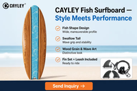 Planche de surf rigide, écologique et durable avec ailerons et leash, design grain de bois pour le surf sur lacs et rivières - Option logo personnalisé