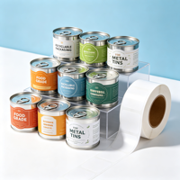 Rouleau d'étiquettes autocollantes en vinyle écologique durable, résistant à l'eau et à l'huile, pour emballages de boîtes de conserve métalliques