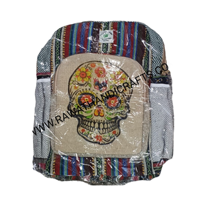 Sac à dos couleur naturelle fait à la main en tissu coton du Népal sac à main en chanvre fabrication en gros produit indien sacs à main (BG-110323U) - Product Image 1