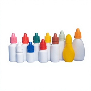 Botellas de PP Blancas con Gotero y Tapas de Colores, Forma Cilíndrica, para Uso Cosmético - Product Image 1
