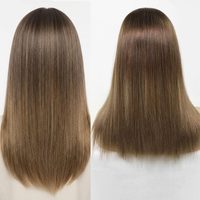 Peluca Judía con Frente de Encaje 9x5, Color Marrón Degradado, Cabello Humano Virgen Europeo, Encaje HD Transparente, Pelucas Kosher para Mujeres Blancas