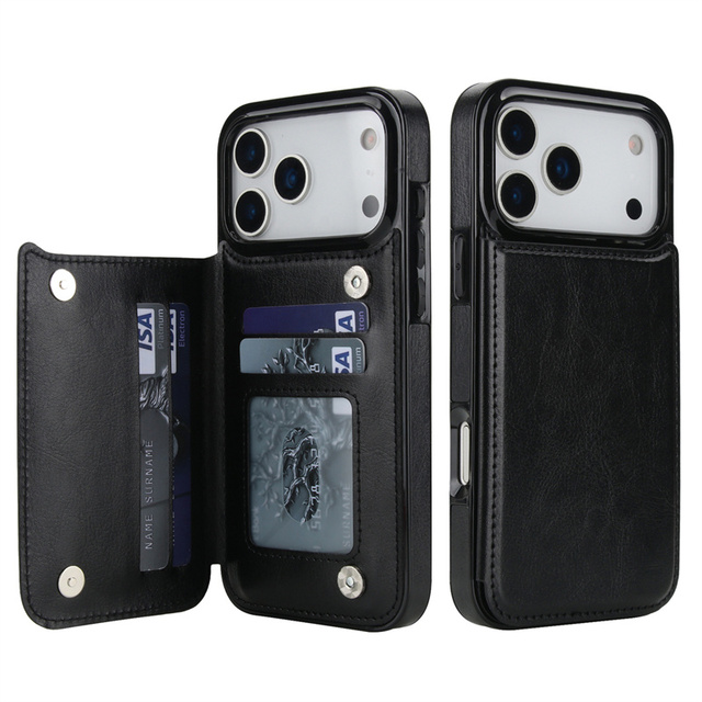 Card Slot Kickstand PU Leather Back Flip Wallet Phone Cover Case for iPhone 17 Air Pro Max 16E 16 Plus 15 14 13 12 11