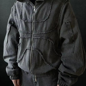 Veste <span class=keywords><strong>à</strong></span> capuche hiver personnalisée en denim brodé de poids lourd avec cagoule <span class=keywords><strong>Ninja</strong></span> masquée <span class=keywords><strong>à</strong></span> capuche avec fermeture éclair - Product Image 3