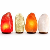 Lampe en sel rose de l'Himalaya de forme naturelle avec base en bois, variateur de lumière tactile, décoration d'ambiance pour chambre à coucher de Noël, vente en gros