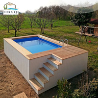 Piscine hors-sol en fibre de verre et acrylique, design élégant, pour l'extérieur, avec jacuzzi intégré, idéale pour les moments de détente et de divertissement en groupe.