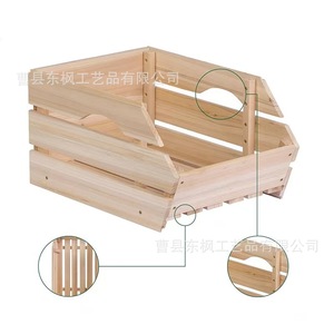 Cesta de almacenamiento apilable de madera de tres niveles para verduras y frutas, rectangular, de madera maciza, ecológica, para encimera. - Product Image 3