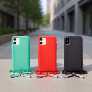 Étui de téléphone en silicone véritable DAM pour iPhone 15 Pro avec cordon et design uni sans support - Product Image 3