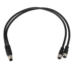 Câble répartiteur en Y HangTon M12 8 broches mâle vers 2x femelle A codé, étanche, pour automatisation industrielle, capteurs PLC, modules I/O - Product Image 1