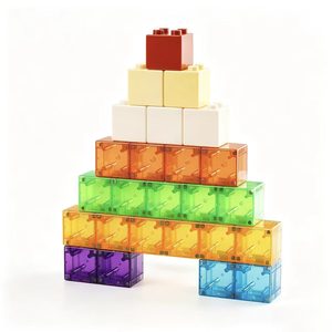 Blocs de construction en plastique pour enfants de 0 à 3 mois, apprentissage précoce éducatif, cube de couleur unie, assemblage amusant - Product Image 3