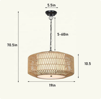 Plafonnier moderne en osier de style bohème tissé à la main en rotin cylindrique pour restaurants et cafés