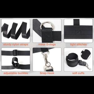 Perlengkapan Seks BDSM untuk Dewasa, Ranjang Empat Sudut dengan Pengikat Seks, Termasuk Borgol Tangan & Kaki yang Dapat Disesuaikan, Penutup Mata & Bulu - Perlengkapan Tidur untuk Pasangan - Product Image 4