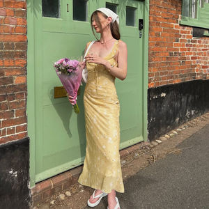 สไตล์สาวหวาน ชุดเดรสพิมพ์ลายดอกไม้ แต่งระบาย ชุดเดรสยาวสำหรับวันหยุด ชุดเดรสเก๋ไก๋โรแมนติกหรูหรา - Product Image 5