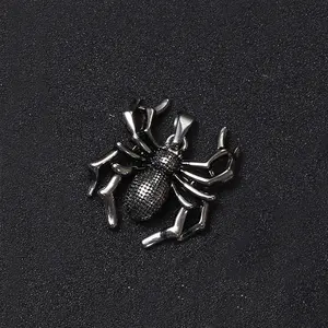 Custom punk spider charms vintage stainless steel silver animal jewelry halloween spider charm pendant for men