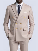 Smoking de Mariage Croisé Style Britannique pour Homme, Costume de Marié Professionnel à Coupe Ajustée