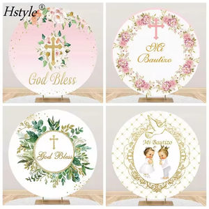 Decoración de bautismo Hstyle para niñas, decoración de primera comunión para niños, decoración de fiesta de <span class=keywords><strong>Dios</strong></span> bendiga, telón de fondo de hojas de Oro Verde - Product Image 3