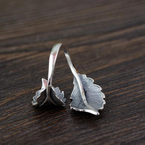 Anello Q560 a Forma di Foglia Placcato Argento 925, Stile Bohémien, Gioiello Unisex alla Moda, Idea Regalo - Product Image 4