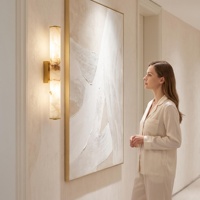 Lampe murale LED dimmable de luxe en cuivre et onyx, nouveau style chinois, en marbre naturel, pour chambre à coucher, garantie 3 ans