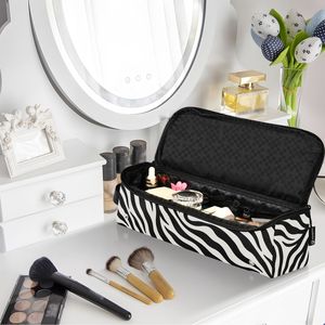 Bolsa de Viaje para Herramientas de Peinado de Neopreno con Estampado de Cebra, Alfombrilla Desmontable Resistente al Calor para Plancha y Rizador de Pelo, Bolsa de Maquillaje Portátil - Product Image 6