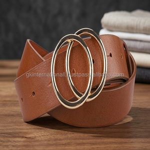 Ceinture de luxe en cuir noir et rotin pour hommes, décontractée, finition haute avec boucle en laiton lourde, finition ovale, or, offre spéciale - Product Image 3