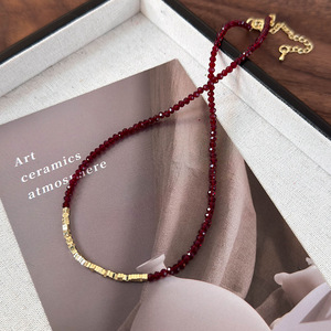 Natural Red <b>Crystal</b> Multilayer Turquoise Beaded Boho Necklace Gold Plated Women's Jewelry Gift Party Made in China - Product Image 3