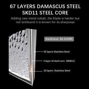 <span class=keywords><strong>Couteau</strong></span> <span class=keywords><strong>Santoku</strong></span> japonais <span class=keywords><strong>de</strong></span> haute qualité <span class=keywords><strong>de</strong></span> 7 pouces 67 couches <span class=keywords><strong>couteau</strong></span> <span class=keywords><strong>de</strong></span> <span class=keywords><strong>chef</strong></span> en acier damas SKD11 noyau en acier manche en ébène - Product Image 3