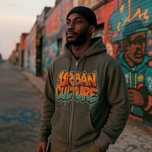 Sudadera con capucha y cremallera completa para hombre, estilo lavado de gran tamaño con impresión digital gráfica personalizada, sudadera con cremallera Vintage OEM - Product Image 3