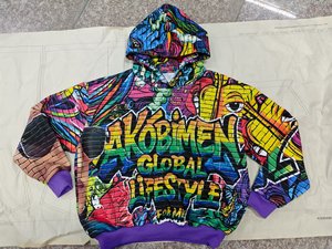 Đầy Màu sắc graffiti in quá khổ XS-XXXL Zip-up Hoodie Thời Trang Dạo Phố nghệ thuật in đầy đủ Áo rửa kỹ thuật cho mùa đông - Product Image 3