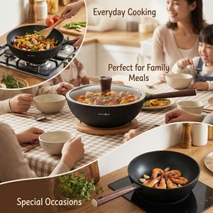 Non-Stick Frying Pan Aluminum Alloy Double Layer Bottom Easy Cleaning Household Cookware Gas Stove Universal Flat Base - Product Image 5