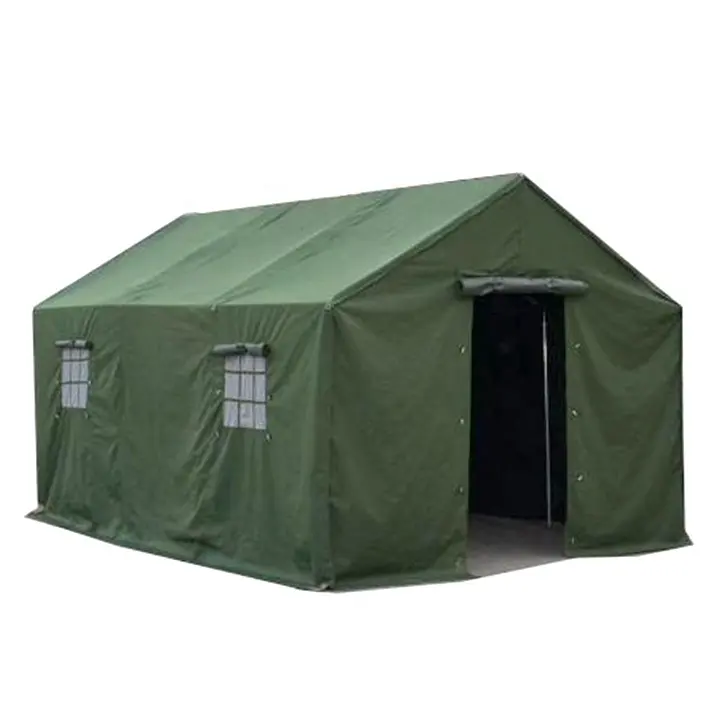 Tenda da campeggio in tela verde invernale all'aperto con struttura in acciaio all'ingrosso
