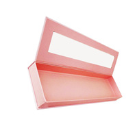 Boîte cadeau magnétique en papier rose de luxe, imperméable, avec fenêtre semi-transparente et doublure en éponge gaufrée, pour lot de perruques, vente en gros, logo personnalisé