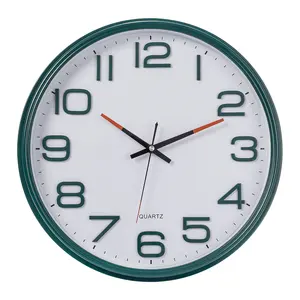 Horloge artisanale en plastique Horloge murale circulaire de grande taille Conception de cadran numérique stéréoscopique 3D Horloge murale silencieuse de 16 pouces