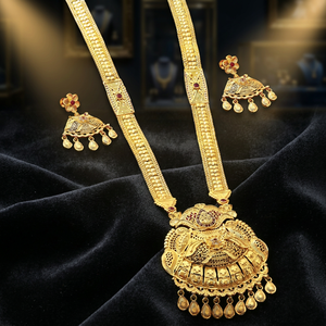 ชุดเครื่องประดับสำหรับงานแต่งงานแบบโบราณสร้อยคอยาวทำจากไมโครโกลด์14K 18K 24K ชุดเครื่องประดับยาวชุบทองทองเหลือง - Product Image 5