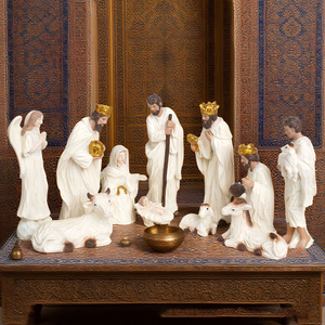 Figura de Resina del Nacimiento de Jesús, Sagrada Familia en el Pesebre, Escultura Religiosa para Decoración de Iglesia, Hogar o Escritorio, Venta al por Mayor / Natividad - Product Image 3