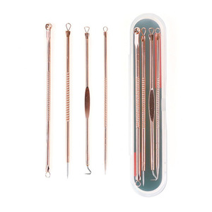 Kit de Agujas para Acné, Juego de Cuatro Piezas, Acero Inoxidable Color Oro Rosa, Removedor de Puntos Negros para el Rostro, Herramientas de Belleza - Product Image 3